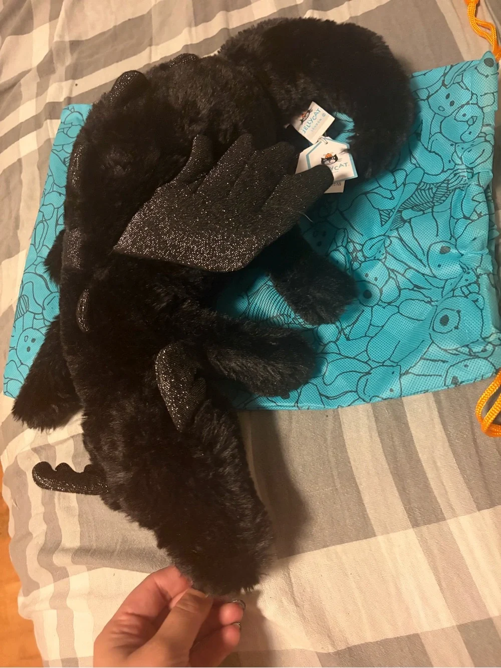 Jellycat Black Plush Dragon Small Pet Toy